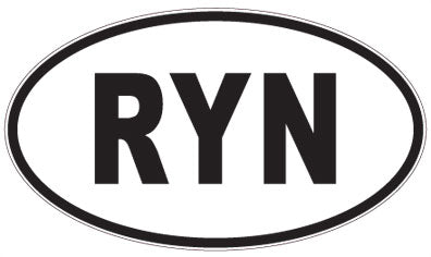 RYN - 3 Letter Initials Oval Sticker
