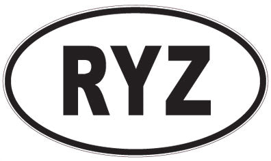 RYZ - 3 Letter Initials Oval Sticker
