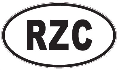 RZC - 3 Letter Initials Oval Sticker
