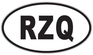 RZQ - 3 Letter Initials Oval Sticker
