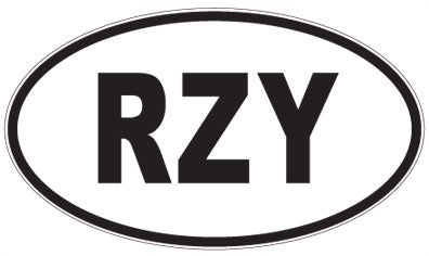 RZY - 3 Letter Initials Oval Sticker