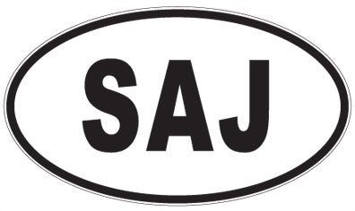 SAJ - 3 Letter Initials Oval Sticker