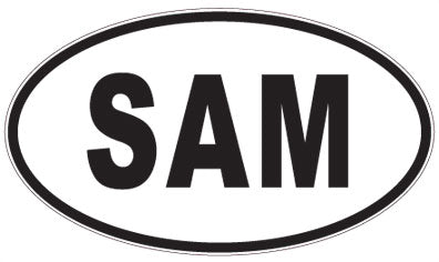 SAM - 3 Letter Initials Oval Sticker
