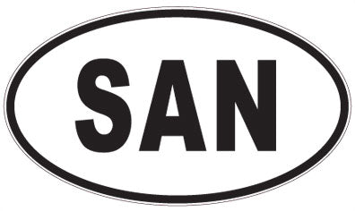 SAN - 3 Letter Initials Oval Sticker