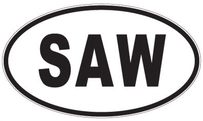SAW - 3 Letter Initials Oval Sticker