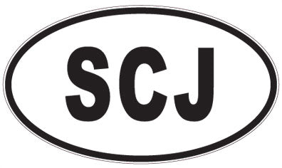 SCJ - 3 Letter Initials Oval Sticker