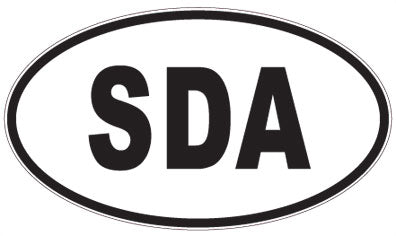 SDA - 3 Letter Initials Oval Sticker