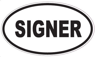 SIGNER - Oval Sticker