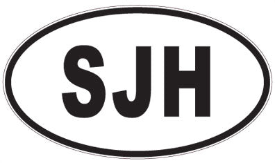 SJH - 3 Letter Initials Oval Magnet