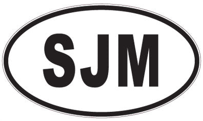 SJM - 3 Letter Initials Oval Magnet