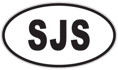 SJS - 3 Letter Initials Oval Sticker