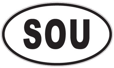 SOU - 3 Letter Initials Oval Magnet