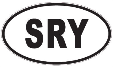 SRY - 3 Letter Initials Oval Magnet