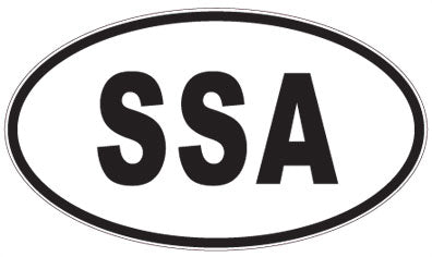 SSA - 3 Letter Initials Oval Magnet