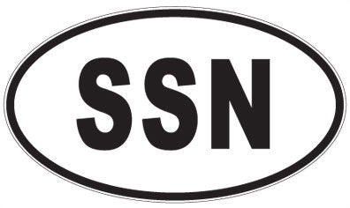 SSN - 3 Letter Initials Oval Magnet