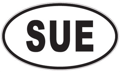 SUE - 3 Letter Initials Oval Magnet