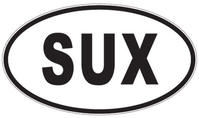 SUX - 3 Letter Initials Oval Magnet