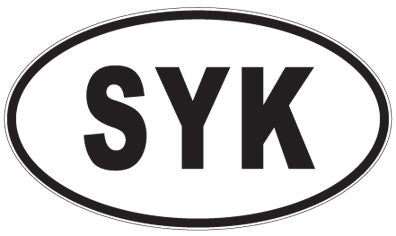 SYK - 3 Letter Initials Oval Magnet