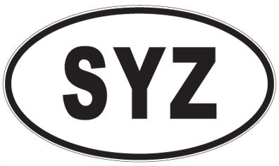 SYZ - 3 Letter Initials Oval Magnet