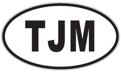 TJM - 3 Letter Initials Oval Magnet