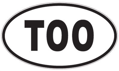 TOO - 3 Letter Initials Oval Sticker