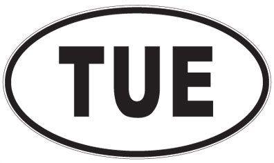 TUE - 3 Letter Initials Oval Magnet