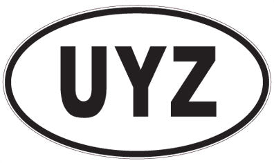 UYZ - 3 Letter Initials Oval Magnet