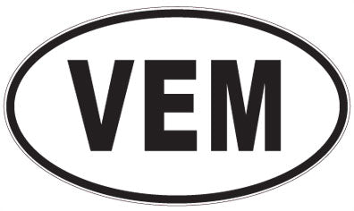 VEM - 3 Letter Initials Oval Magnet