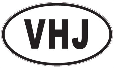 VHJ - 3 Letter Initials Oval Magnet