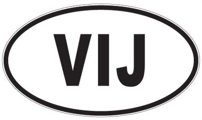 VIJ - 3 Letter Initials Oval Sticker