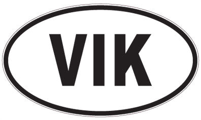 VIK - 3 Letter Initials Oval Magnet