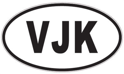 VJK - 3 Letter Initials Oval Magnet