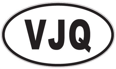 VJQ - 3 Letter Initials Oval Magnet