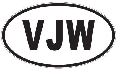 VJW - 3 Letter Initials Oval Magnet