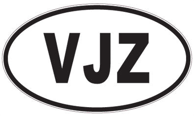VJZ - 3 Letter Initials Oval Magnet