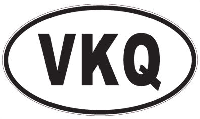 VKQ - 3 Letter Initials Oval Magnet