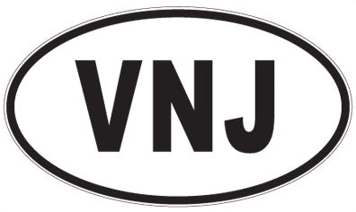 VNJ - 3 Letter Initials Oval Magnet