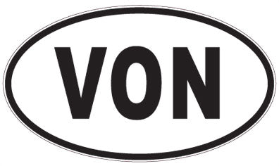 VON - 3 Letter Initials Oval Magnet