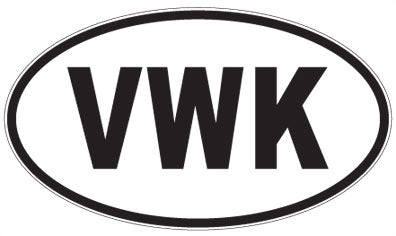 VWK - 3 Letter Initials Oval Magnet