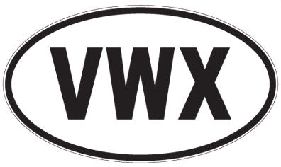 VWX - 3 Letter Initials Oval Magnet