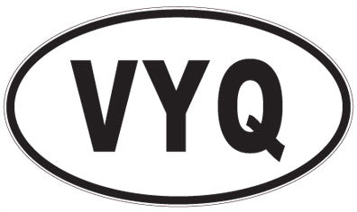 VYQ - 3 Letter Initials Oval Magnet