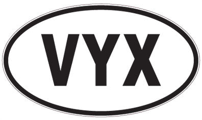 VYX - 3 Letter Initials Oval Magnet