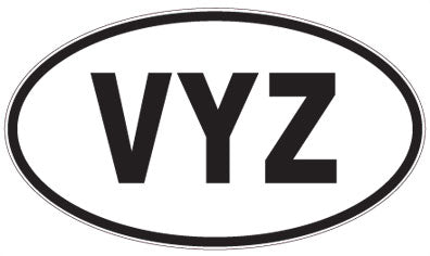 VYZ - 3 Letter Initials Oval Magnet