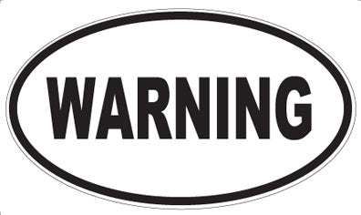 WARNING - Oval Sticker