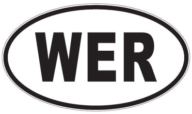 WER - 3 Letter Initials Oval Sticker