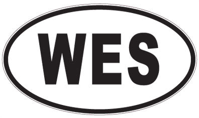 WES - 3 Letter Initials Oval Sticker