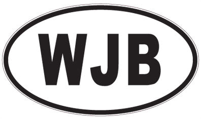 WJB - 3 Letter Initials Oval Magnet