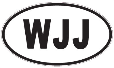 WJJ - 3 Letter Initials Oval Sticker