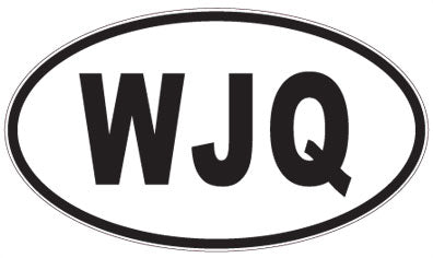 WJQ - 3 Letter Initials Oval Sticker