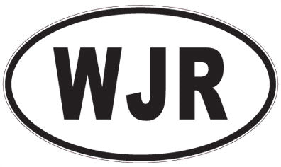 WJR - 3 Letter Initials Oval Magnet